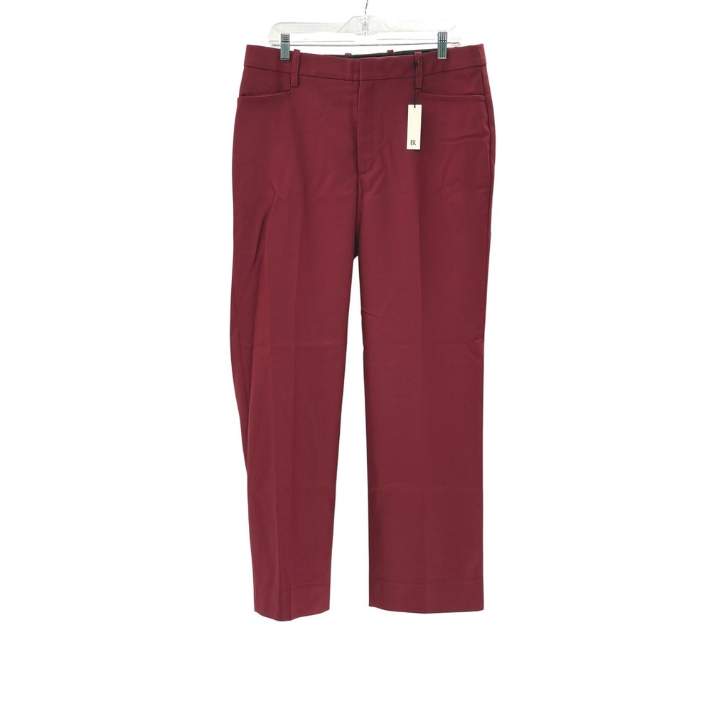 Banana Republic Pants High Rise Straight Leg Wool‎ Women Size 12 Maroon Red New